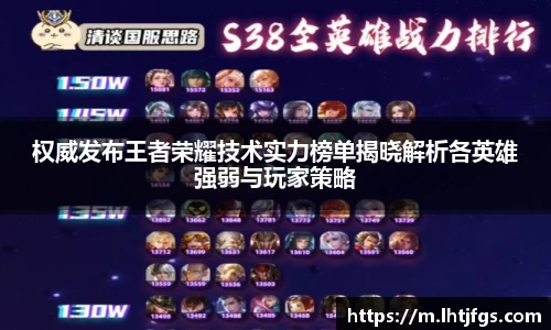 权威发布王者荣耀技术实力榜单揭晓解析各英雄强弱与玩家策略