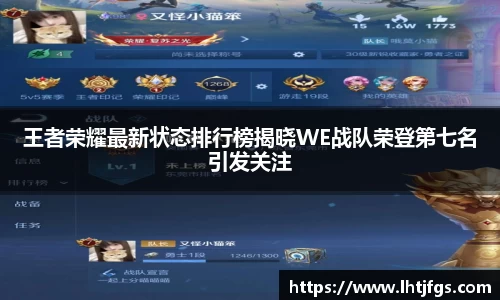 王者荣耀最新状态排行榜揭晓WE战队荣登第七名引发关注